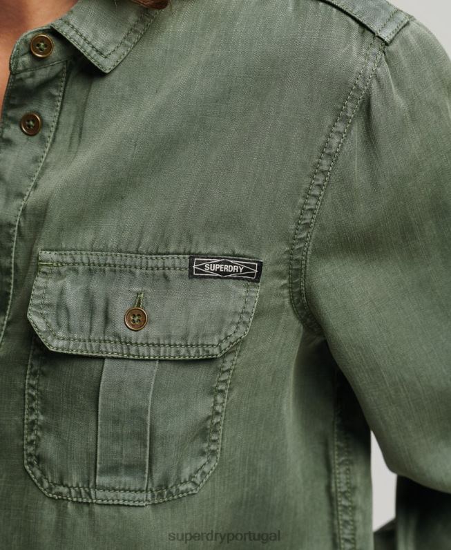 camisa militar mulheres verde roupas Superdry 2208H2884