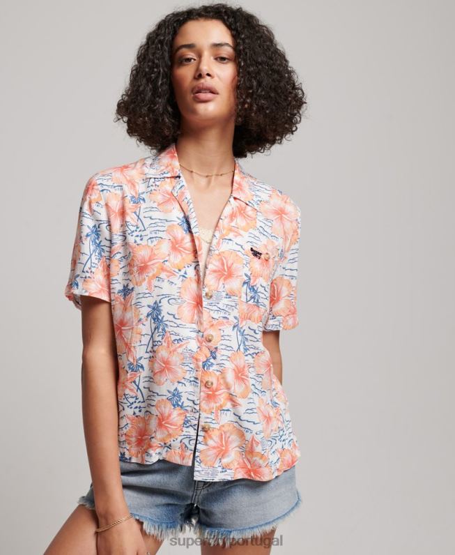 camisa resort de praia mulheres marinha roupas Superdry 2208H2914