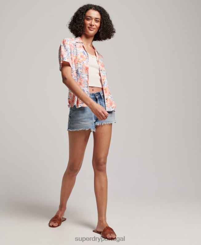 camisa resort de praia mulheres marinha roupas Superdry 2208H2914