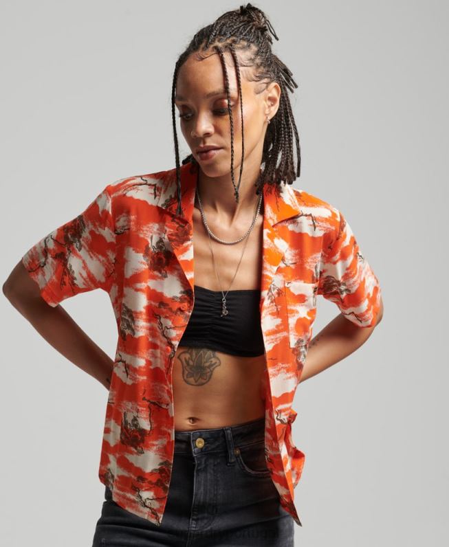 camisa vintage revere mulheres vermelho roupas Superdry 2208H3012