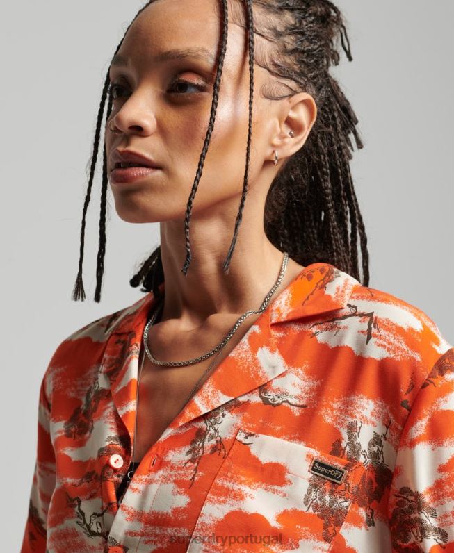 camisa vintage revere mulheres vermelho roupas Superdry 2208H3012