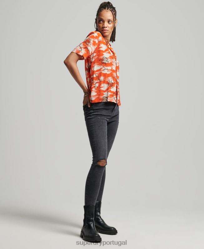 camisa vintage revere mulheres vermelho roupas Superdry 2208H3012