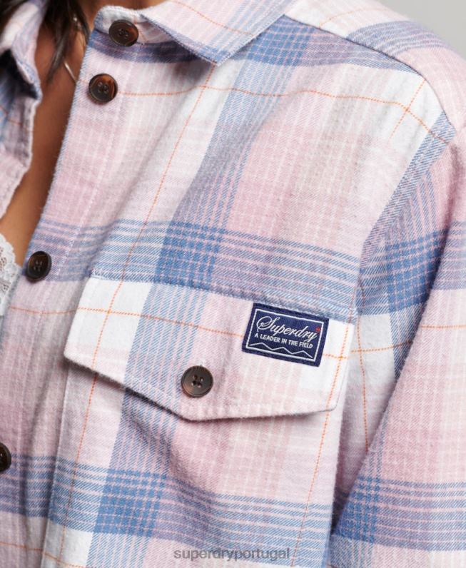 camisola xadrez vintage mulheres rosa roupas Superdry 2208H1958