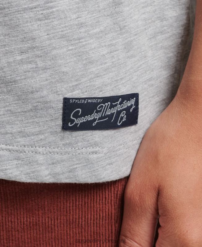 Camiseta com patch de logo dos anos 90 mulheres cinza roupas Superdry 2208H6247