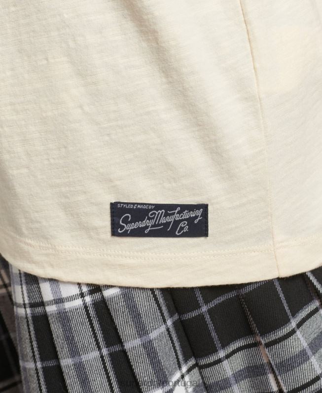 Camiseta com patch de logo dos anos 90 mulheres creme roupas Superdry 2208H6230