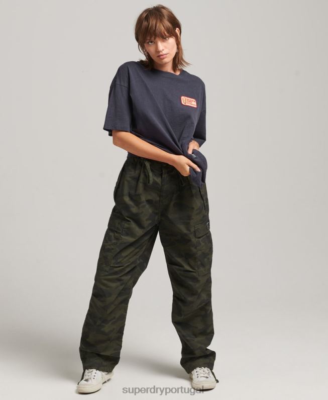 Camiseta com patch de logo dos anos 90 mulheres marinha roupas Superdry 2208H2836