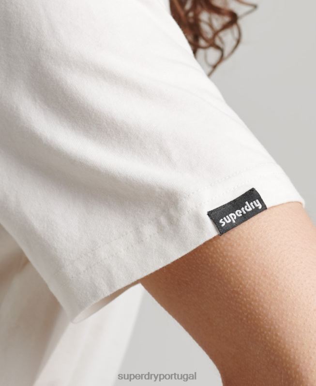 T-shirt com gráfico de terreno dos anos 90 mulheres branco roupas Superdry 2208H6276