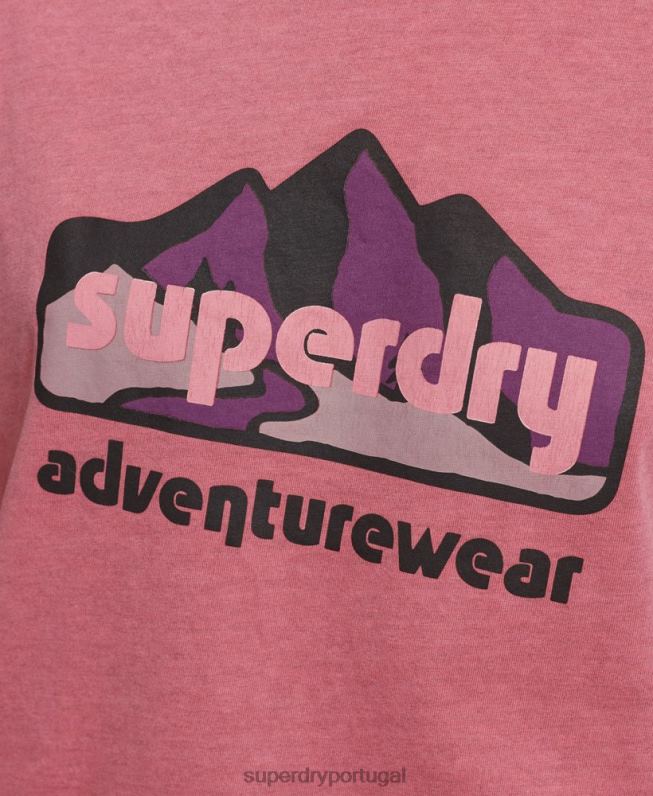 T-shirt com gráfico de terreno dos anos 90 mulheres rosa roupas Superdry 2208H6210