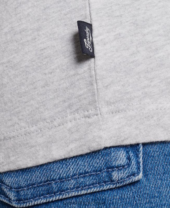 blusa de manga longa com logo vintage de algodão orgânico mulheres cinza claro roupas Superdry 2208H2971