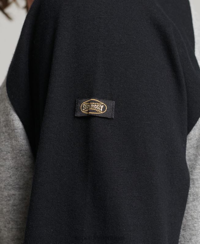 blusa manga longa raglã logo vintage mulheres cinza roupas Superdry 2208H2136