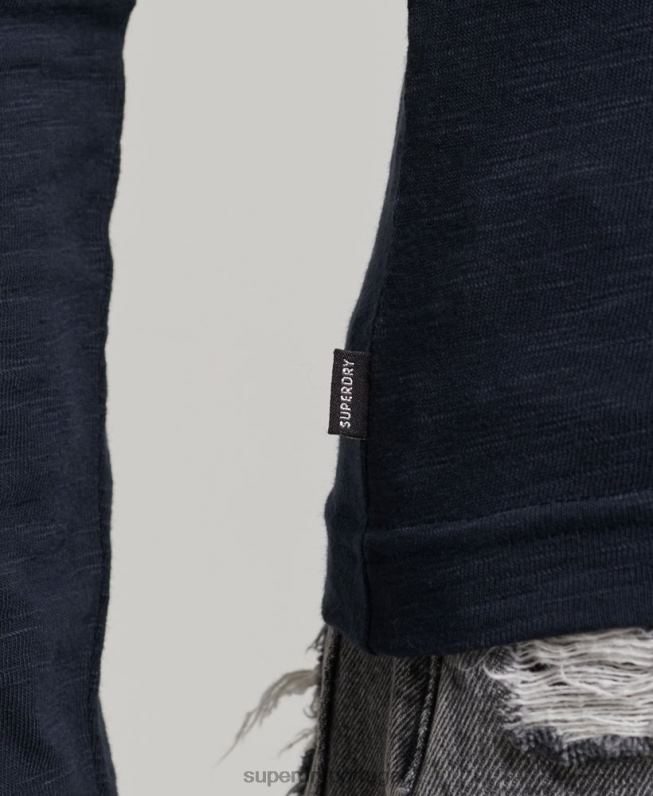camisa henley manga longa slub jersey mulheres marinha roupas Superdry 2208H2869