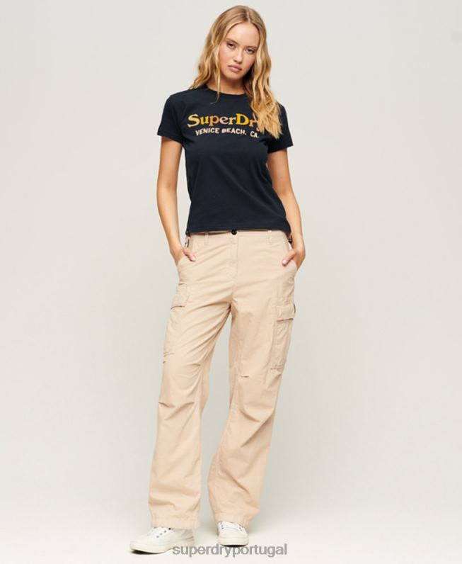 camiseta arco íris anos 90 mulheres marinha roupas Superdry 2208H2220