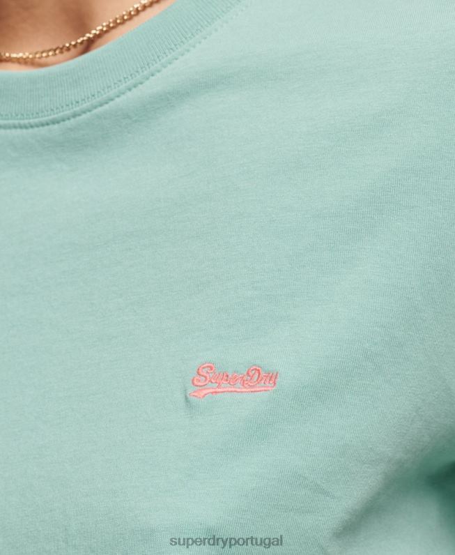 camiseta bordada logo vintage mulheres azul claro roupas Superdry 2208H2246