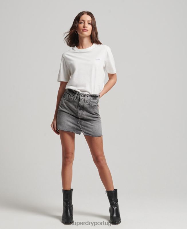 camiseta bordada logo vintage mulheres branco roupas Superdry 2208H2130