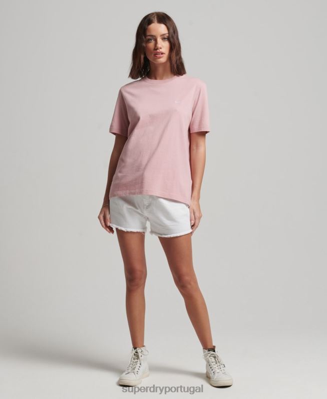 camiseta bordada logo vintage mulheres rosa roupas Superdry 2208H2173