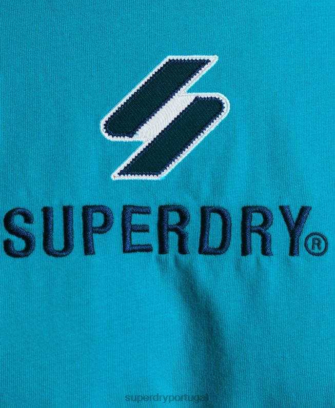 camiseta boxy code stacked mulheres azul roupas Superdry 2208H2702
