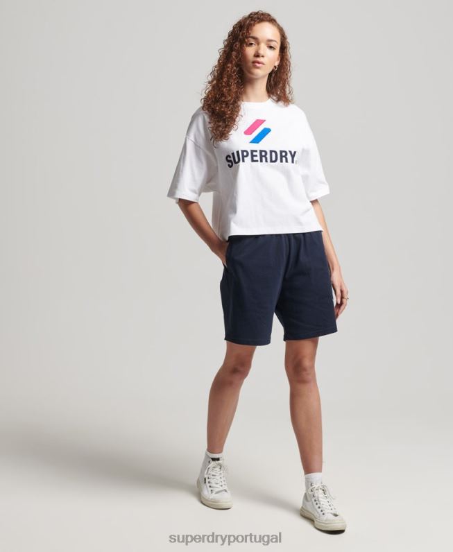 camiseta boxy code stacked mulheres branco roupas Superdry 2208H2737