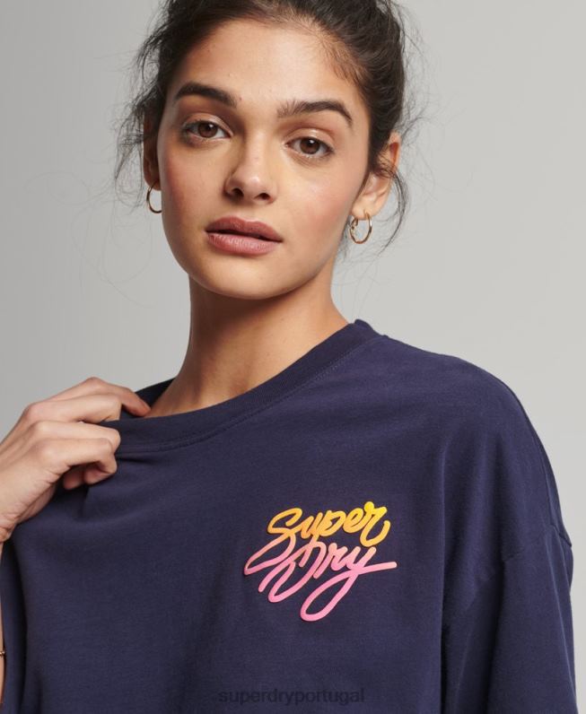 camiseta cali vintage mulheres marinha roupas Superdry 2208H6267