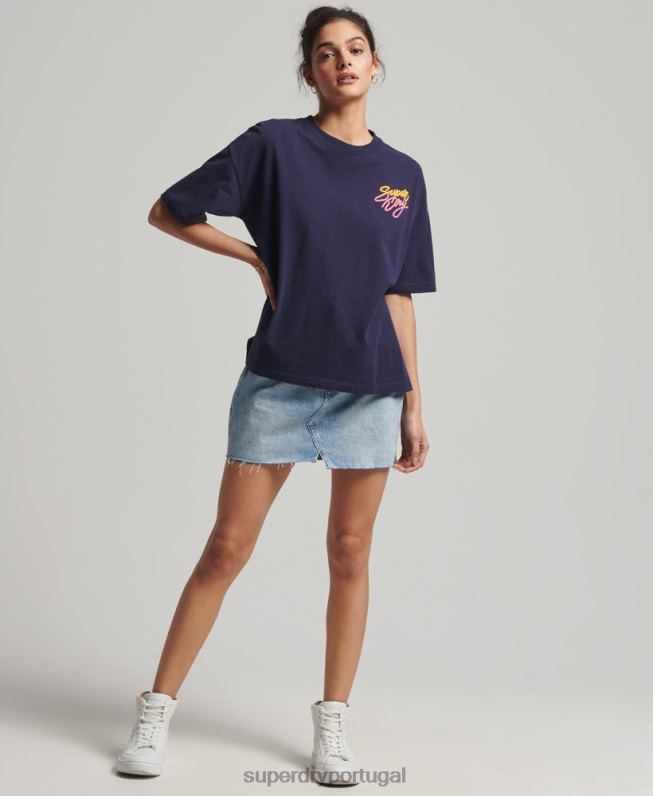 camiseta cali vintage mulheres marinha roupas Superdry 2208H6267