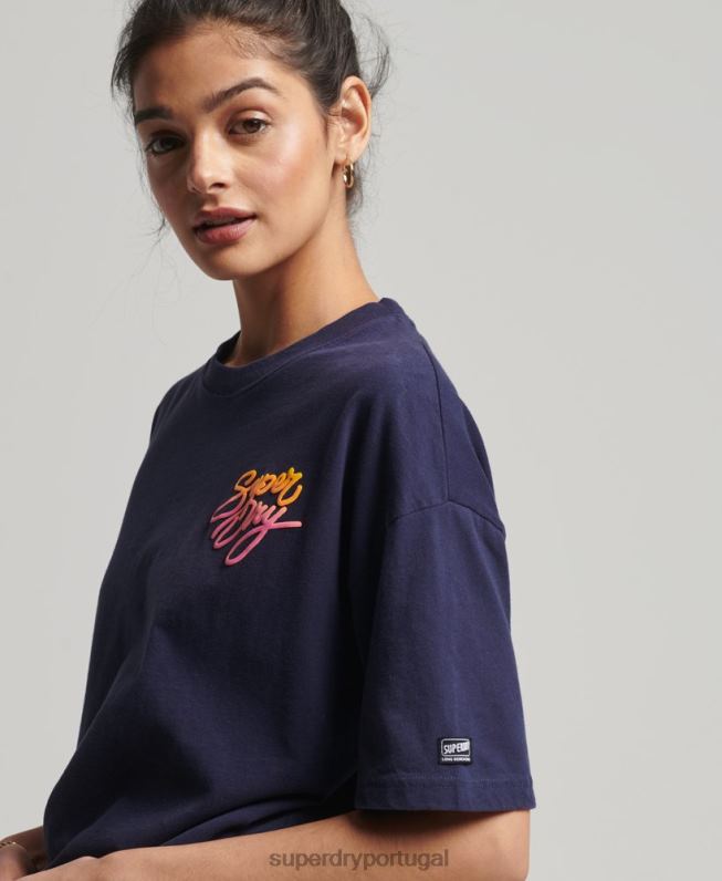 camiseta cali vintage mulheres marinha roupas Superdry 2208H6267