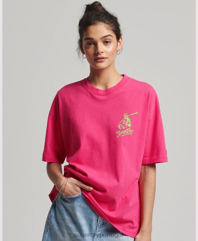 camiseta cali vintage mulheres rosa roupas Superdry 2208H6198