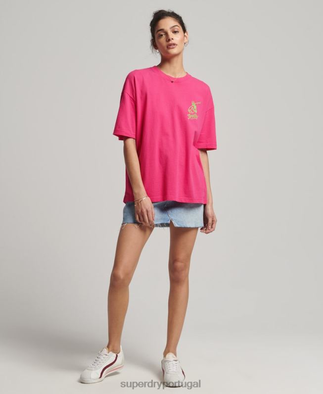 camiseta cali vintage mulheres rosa roupas Superdry 2208H6198