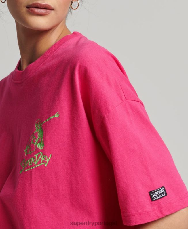 camiseta cali vintage mulheres rosa roupas Superdry 2208H6198