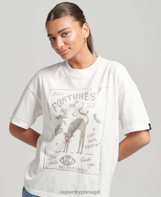 camiseta celestial vintage mulheres branco roupas Superdry 2208H2687