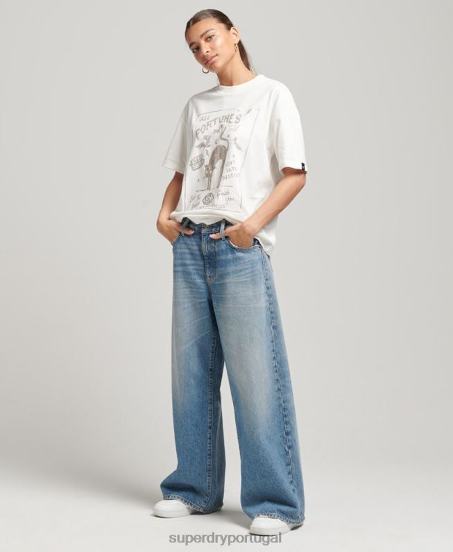 camiseta celestial vintage mulheres branco roupas Superdry 2208H2687