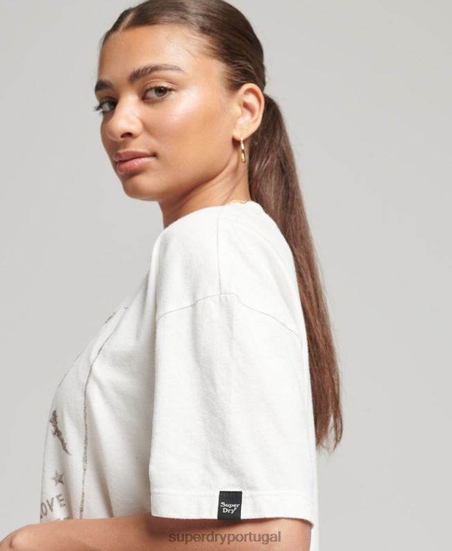 camiseta celestial vintage mulheres branco roupas Superdry 2208H2687
