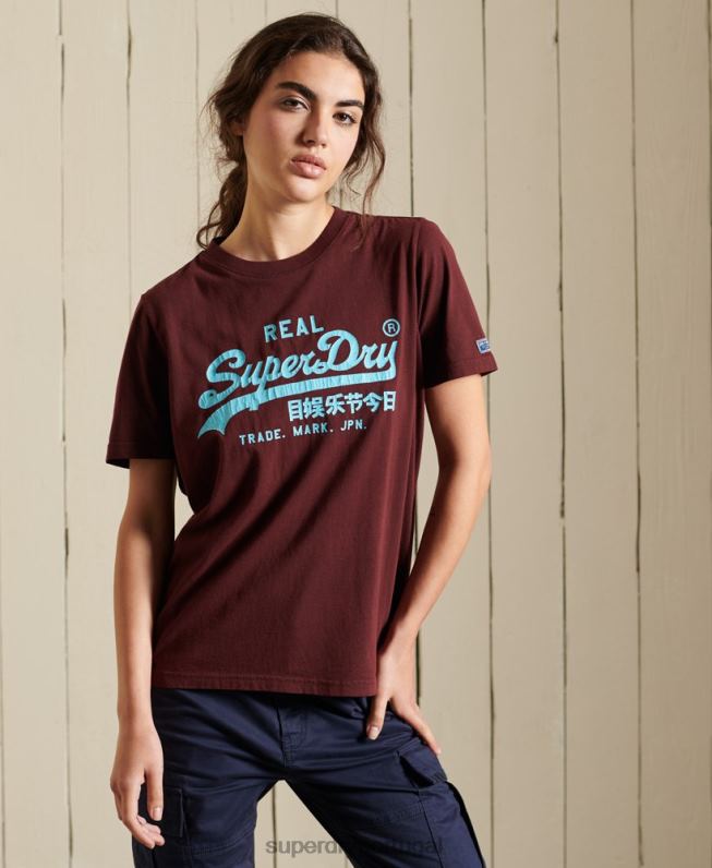 camiseta clássica americana com logo vintage mulheres vermelho roupas Superdry 2208H2824