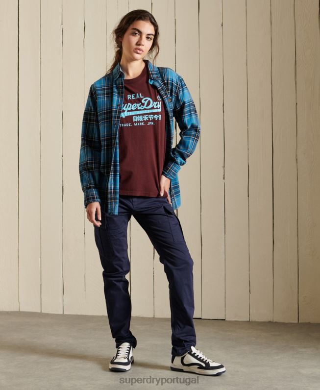 camiseta clássica americana com logo vintage mulheres vermelho roupas Superdry 2208H2824