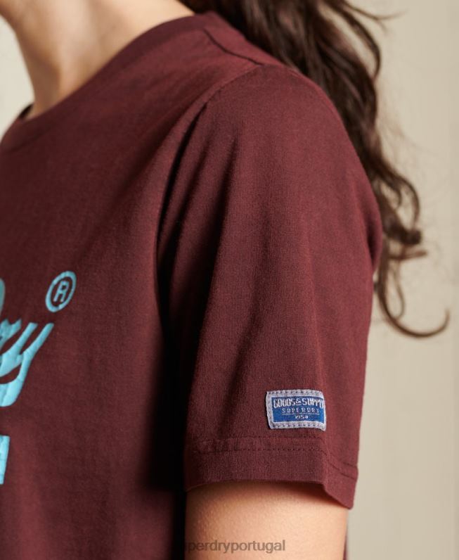 camiseta clássica americana com logo vintage mulheres vermelho roupas Superdry 2208H2824