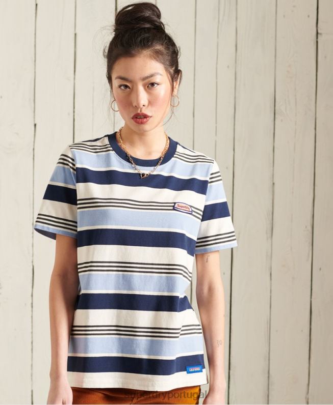 camiseta clássica cali surf mulheres azul roupas Superdry 2208H6270