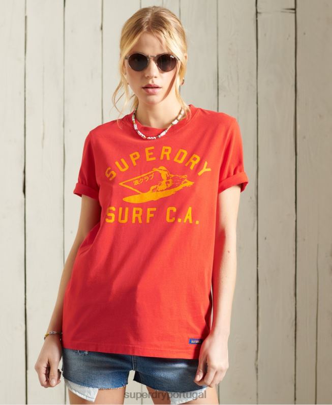 camiseta clássica cali surf mulheres vermelho roupas Superdry 2208H6292