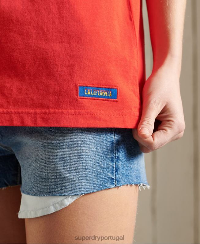 camiseta clássica cali surf mulheres vermelho roupas Superdry 2208H6292
