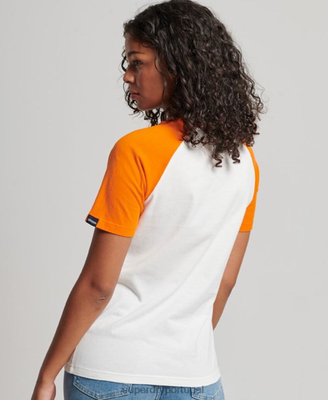 camiseta clássica vintage cooper raglan mulheres laranja roupas Superdry 2208H2783
