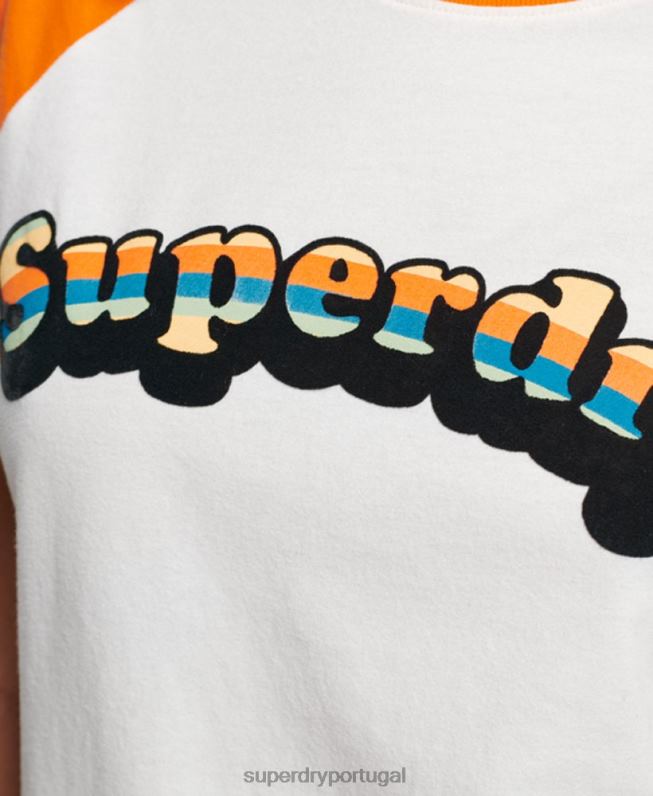 camiseta clássica vintage cooper raglan mulheres laranja roupas Superdry 2208H2783