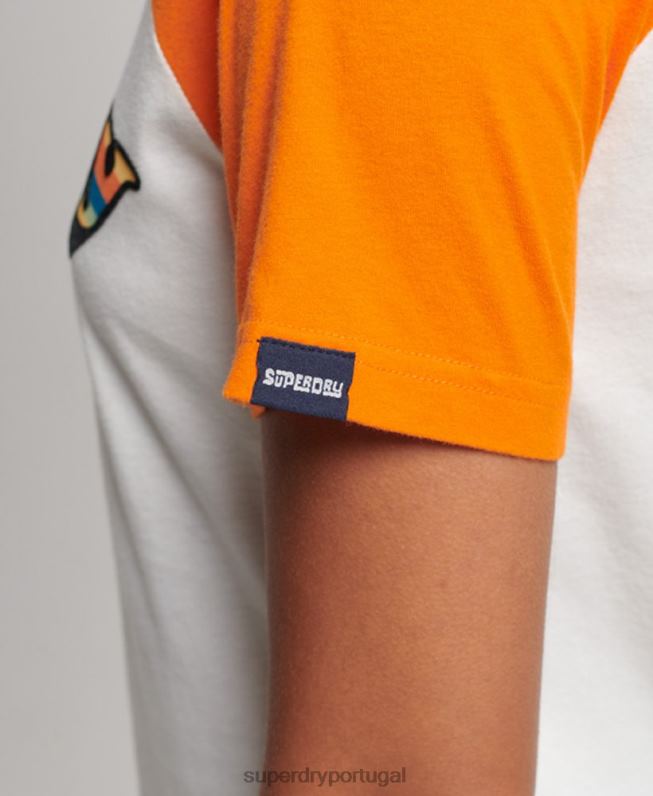 camiseta clássica vintage cooper raglan mulheres laranja roupas Superdry 2208H2783