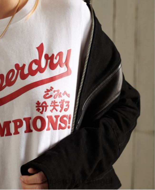 camiseta colegial cali state mulheres branco roupas Superdry 2208H2834