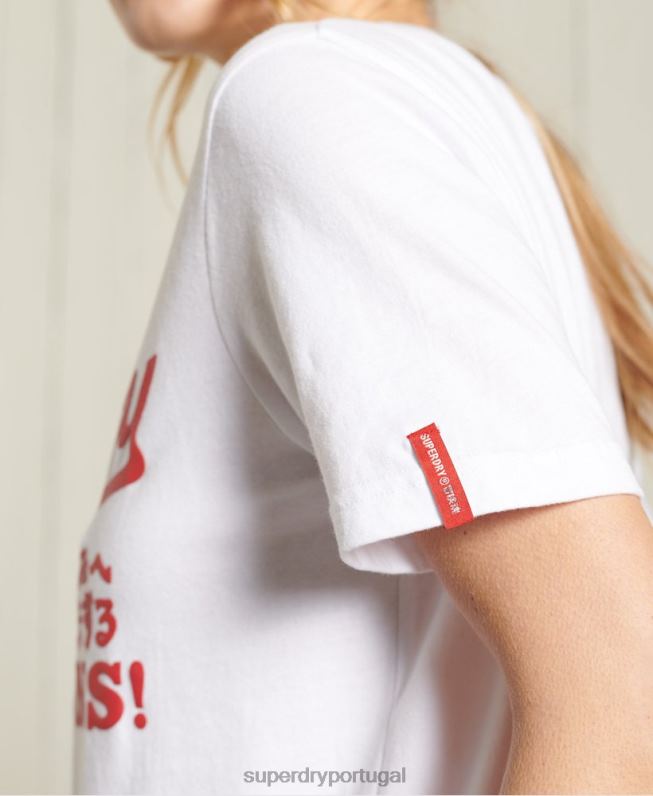 camiseta colegial cali state mulheres branco roupas Superdry 2208H2834