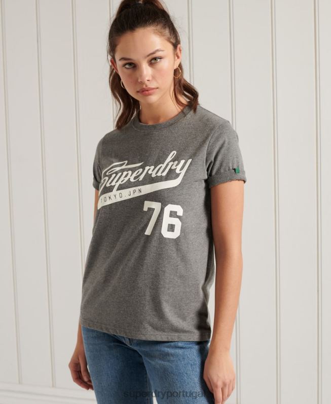 camiseta colegial cali state mulheres cinza escuro roupas Superdry 2208H2806