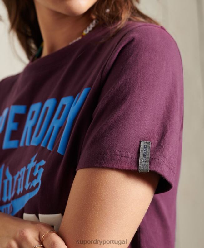 camiseta colegial cali state mulheres roxo roupas Superdry 2208H6285