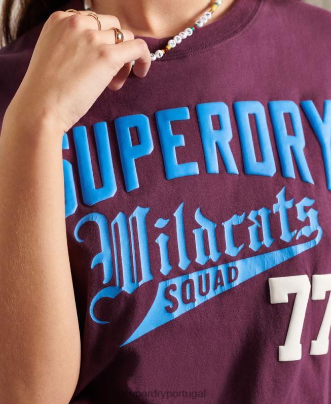 camiseta colegial cali state mulheres roxo roupas Superdry 2208H6285