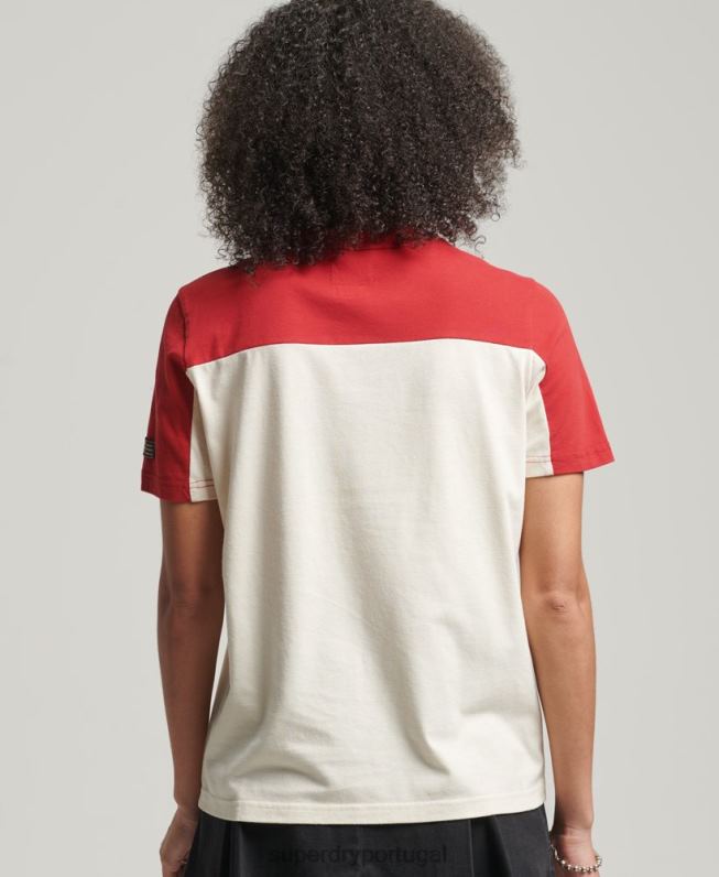 camiseta colegial com logo vintage mulheres bege roupas Superdry 2208H2755