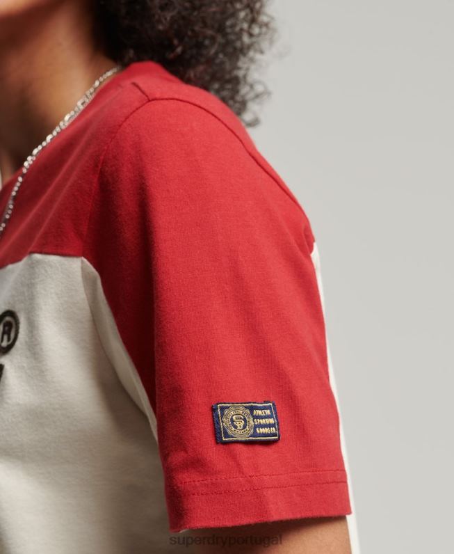 camiseta colegial com logo vintage mulheres bege roupas Superdry 2208H2755