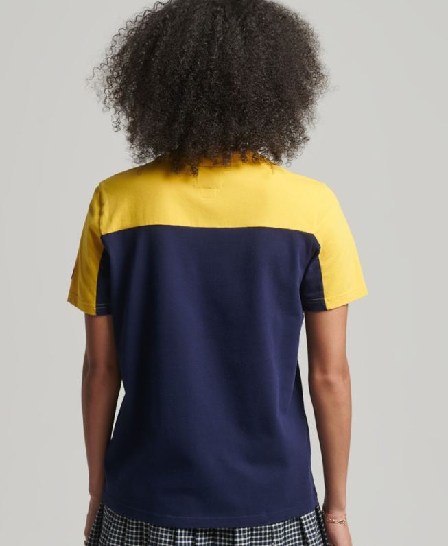 camiseta colegial com logo vintage mulheres marinha roupas Superdry 2208H6692