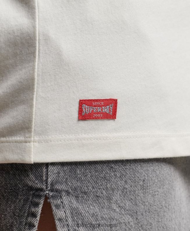 camiseta colegial vintage com script de algodão orgânico mulheres branco roupas Superdry 2208H2291