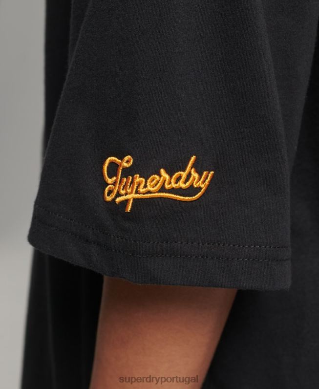 camiseta colegial vintage mulheres preto roupas Superdry 2208H6217