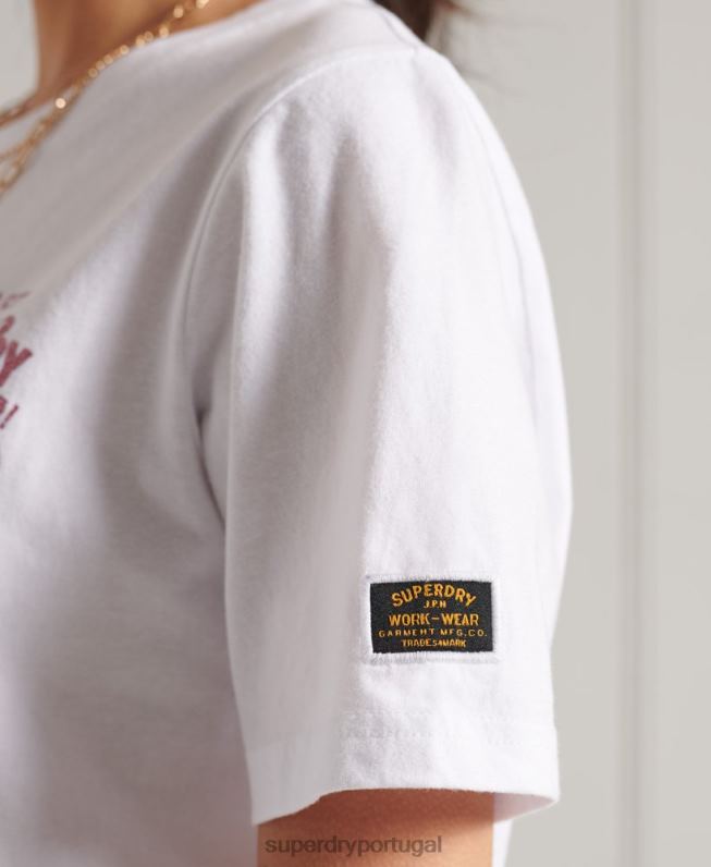 camiseta com brilho mulheres branco roupas Superdry 2208H2861
